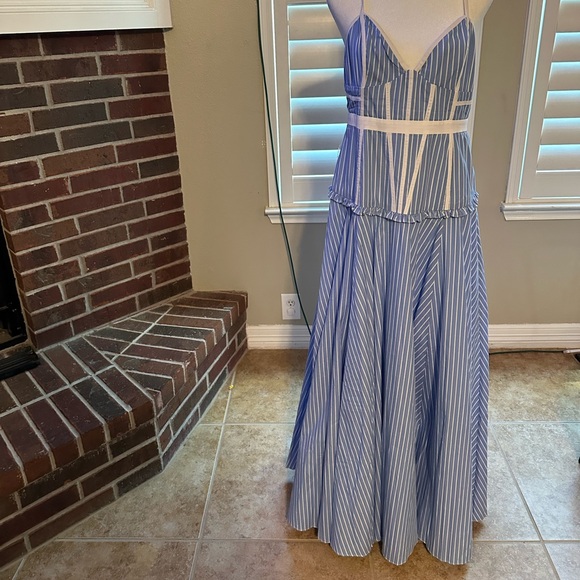 FAME AND PARTNERS MORROW STRIPE CORSET GOWN IN PALE BLUE/ WHITE STRIPE - Picture 2 of 5